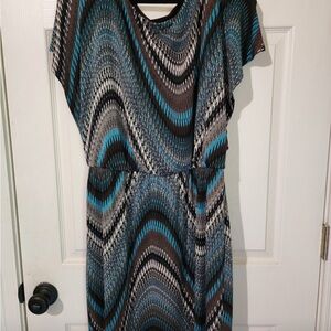 Dress Barn Blue and Black Sheath Midi Dress